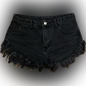 Women's Black Cut Off Denim Shorts SF CAI Strauss S Small